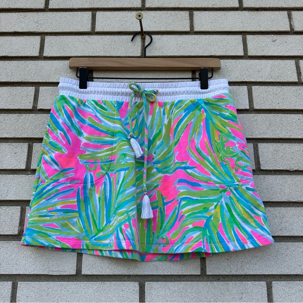 Lilly Pulitzer Zia Skirt Tiki Pink Royal Lime Terry Mini Tassel Preppy Resort M - Picture 2 of 10